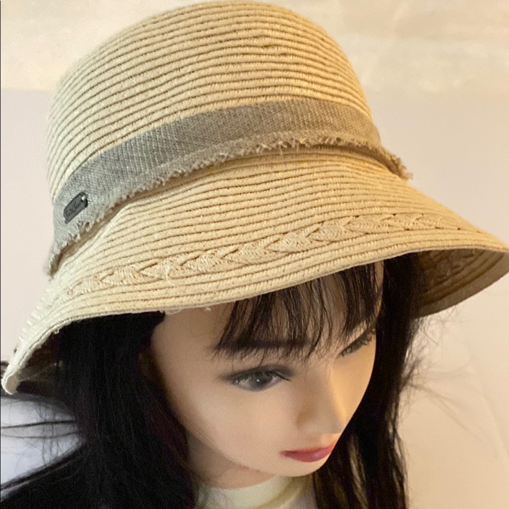 Sun N Sand Women’s Straw Bucket Hat with Wide Ribbon and Bow in Back Size OS
